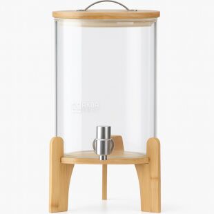 ViO GWT-04, 7,5 л, Стеклянный диспенсер для напитков на деревянной подставке
