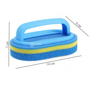 Губка для прибирання з ручкою, універсальна, блакитна