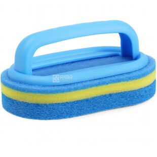 Губка для прибирання з ручкою, універсальна, блакитна