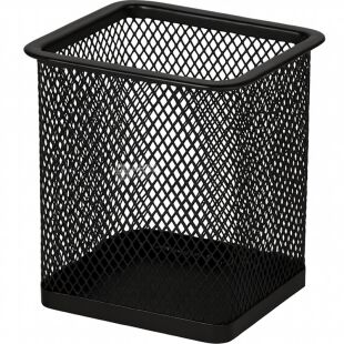 Clever, 70х70х95 мм, Подставка металлическая для ручек, квадратная, черная