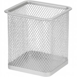 Clever, 70х70х95 мм, Підставка металева для ручок, квадратна, срібляста