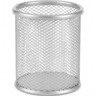 Clever, 90х95х85 мм, Підставка металева для ручок, кругла, срібляста