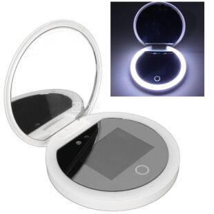 Умное косметическое зеркало для нанесения SPF-крема с UF-камерой и подсветкой, аккумуляторное, белое