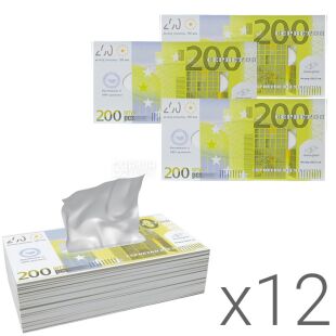 Clever, Упаковка 12 шт. х 200 шт., Серветки косметичні двошарові целюлозні, білі, 20×21 см