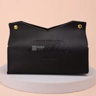 Органайзер-футляр для салфеток из экокожи, черный, 135 х 190 х 110 мм