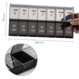 Органайзер для таблеток пластиковий Ранок-Вечір, чорний, 240х120 мм