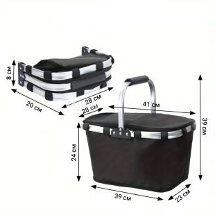 Термосумка для пикника, складная, черная, 41х28х39 см