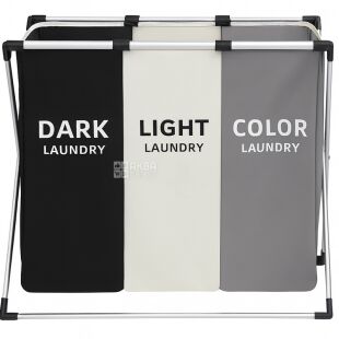 Сортувальний кошик для білизни на 3 відділення, текстильний, 68х38х60 см