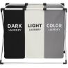 Сортировочная корзина для белья на 3 отделения, текстильная, 68х38х60 см