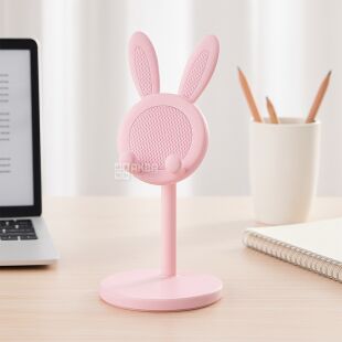Держатель для телефона Зайчик, розовый, пластиковый