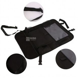 Car seat organizer with compartments, black