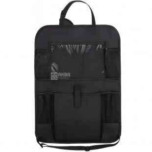 Car seat organizer with compartments, black