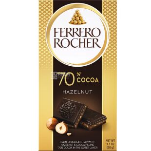Ferrero Rocher, 90 г, Ферреро Роше, Шоколад чорний з лісовим горіхом