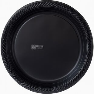LUX Преміум, Тарілка пластикова закусочна кругла, 50 шт., Ø 260 мм, чорна