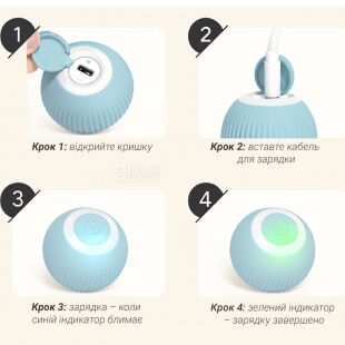 Интерактивная игрушка для кошек Умный мяч, бирюзовый