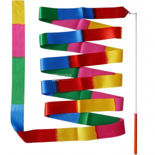 Стрічка для художньої гімнастики з тримачем, 2 м, кольорова