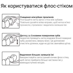 Флосс-стик одноразовый для межзубной чистки, 100 шт., белый