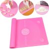 Килимок для тіста із вимірами, силіконовий, 50 х 40 см, рожевий