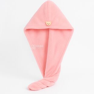 Полотенце-тюрбан для волос с пуговицей, розовый