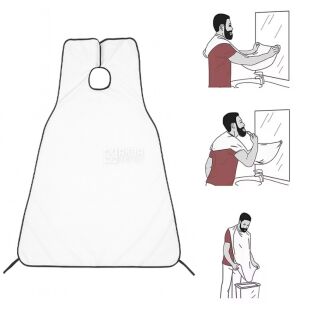 Фартух для гоління і стрижки бороди на присосках, білий, 70 х 100 см