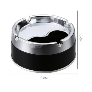 Попільничка вітрозахисна з кришкою, чорна