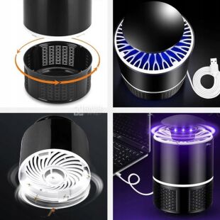 Лампа-ловушка от комаров и насекомых с УФ-лампой, USB, черная