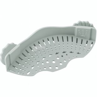 Сито для зціжування з каструль із затискачами, силіконове, сірий