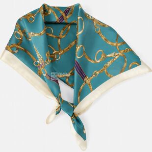 Хустка жіноча з принтом, зелена, 67х67 см