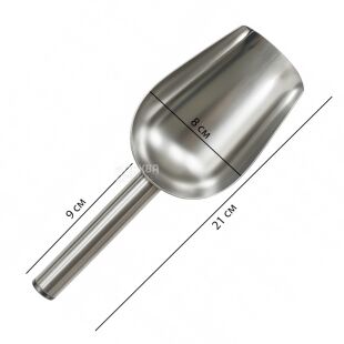 Совок для льда и сыпучих продуктов из нержавеющей стали, 210 x 80 мм