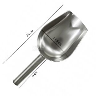 Совок для льда и сыпучих продуктов из нержавеющей стали, 260х115 мм