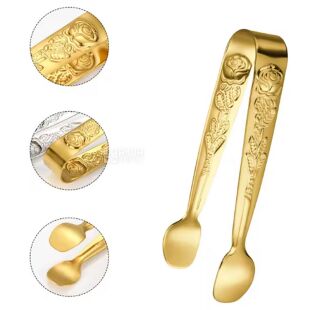 Щипці кухонні з гравіруванням, золотисті, 100 мм