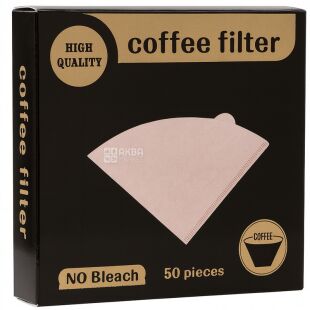 Фильтр-пакеты №2 для заваривания кофе в капельной кофеварке, конусные, бумажные, 50 шт.