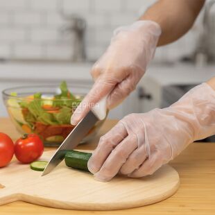 Clever Everyday TPE Gloves, 100 pcs., Disposable Kitchen Gloves, Transparent, Size M, Clover