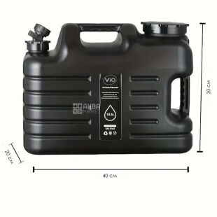 Бутель Каністра 18,5 л для води з краном та ручкою, чорний, ViO PET-TB 18.5L