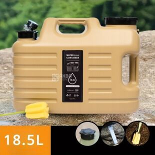 Бутель Каністра 18,5 л для води з краном та ручкою, золотистий, ViO PET-TBG 18.5L