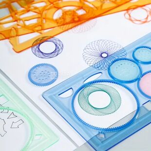 Набор трафаретов для рисования, с линейкой, пластиковый, 20 х 10 см