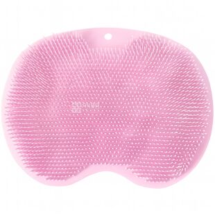 Масажний килимок-щітка для душу на липучках, силіконовий, рожевий