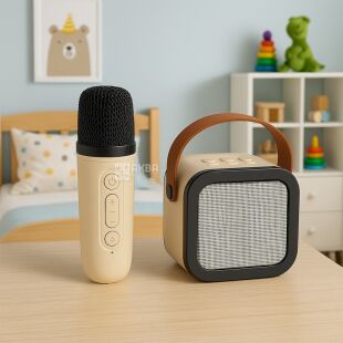 Беспроводная портативная колонка караоке с микрофоном и подсветкой