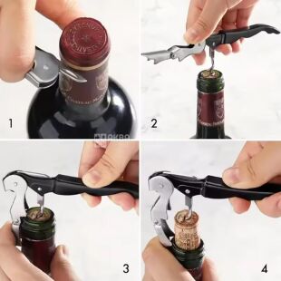 Открывалка для бутылок со штопором и ножом, металлическая