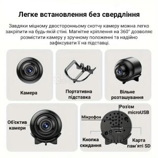 Камера Wi-Fi для видеонаблюдения с датчиком движения, ночное видение, черная