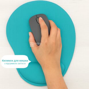 Коврик для мыши с подушкой для запястья, бирюзовый, 23 х 18 см