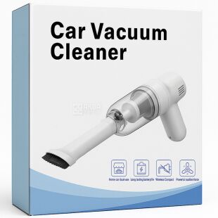 Ручний пилосос для автомобіля зі змінними насадками, акумуляторний, білий