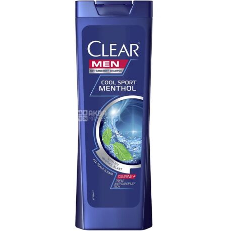 Clear Men, 360 мл, Шампунь-бальзам против перхоти мужской, Ледяная свежесть с ментолом