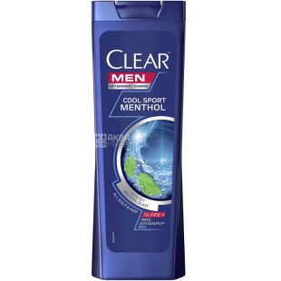 Clear Men, 360 мл, Шампунь-бальзам против перхоти мужской, Ледяная свежесть с ментолом