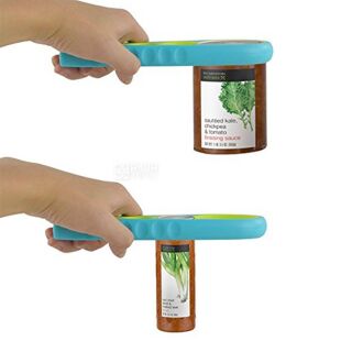 Відкривачка  для банок та пляшок 4 в 1, універсальна, блакитна