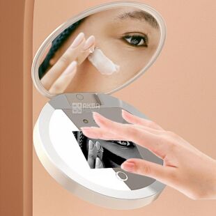 Умное косметическое зеркало для нанесения SPF-крема с UF-камерой и подсветкой, аккумуляторное, белое