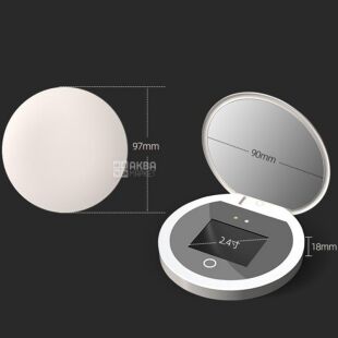 Розумне косметичне дзеркало для нанесення SPF-крему з UF-камерою та підсвіткою, акумуляторне, біле