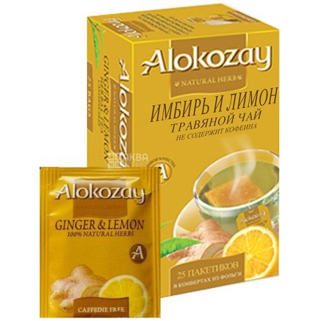 Alokozay, 25 пак, Чай травяной Алокозай, Имбирь и лимон