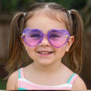 Декоративні окуляри Сердечки для дітей, фіолетові, пластикові