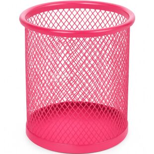 Clever, 90х95х85 мм, Подставка металлическая для ручек, круглая, фуксия